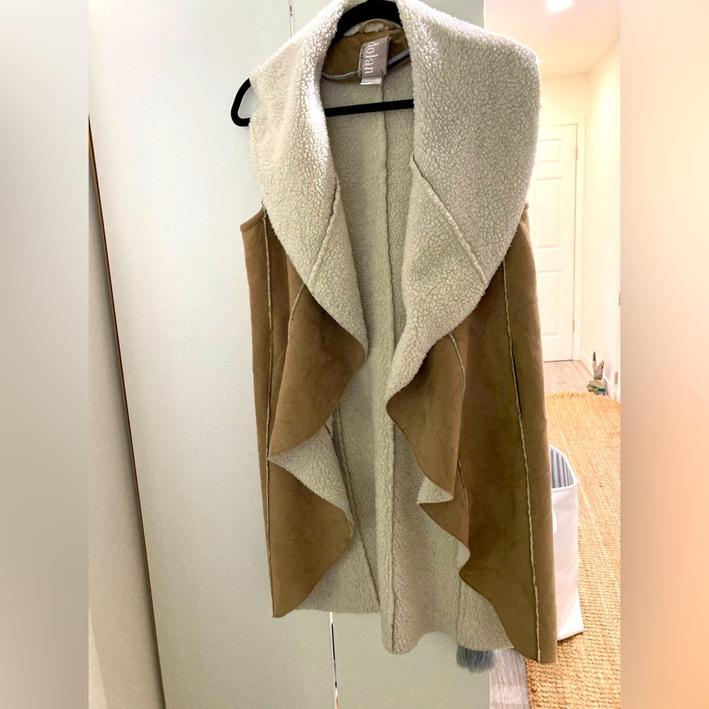 Faux shearling vest coat